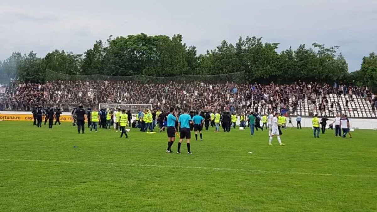 VIDEO + FOTO Scene de NEIMAGINAT în CSA Steaua - Carmen! Fanii din Peluza SUD s-au bătut pe teren cu forțele de ordine: imagini de o violență extremă
