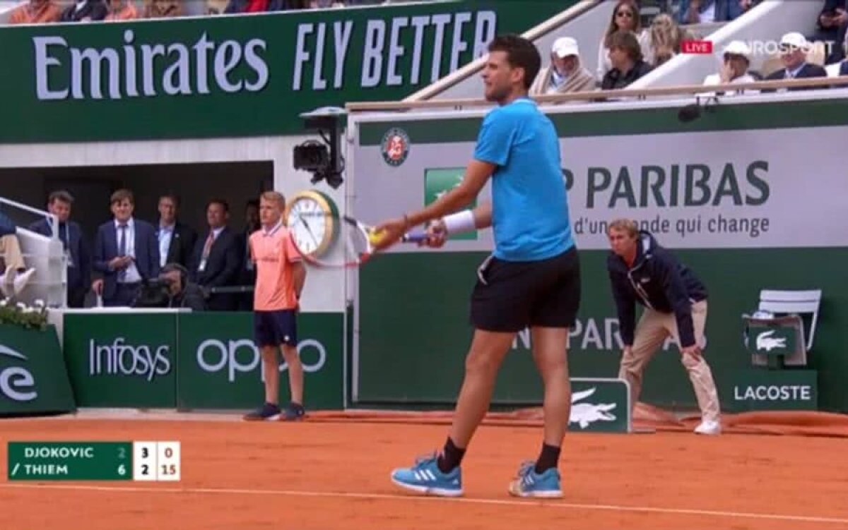 NOVAK DJOKOVIC  - DOMINIC THIEM // FOTO Ion Țiriac a oferit imaginile zilei la Roland Garros: cum a fost surprins în timpul celei de-a doua semifinale