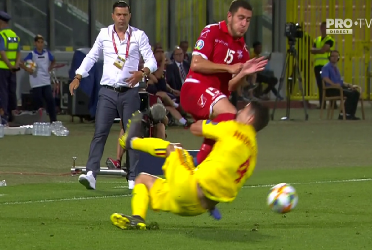MALTA - ROMÂNIA // FOTO Accidentare urâtă a lui Ionuț Nedelcearu! Fundașul a ajuns la spital și ar putea rata primul meci de la EURO 2019
