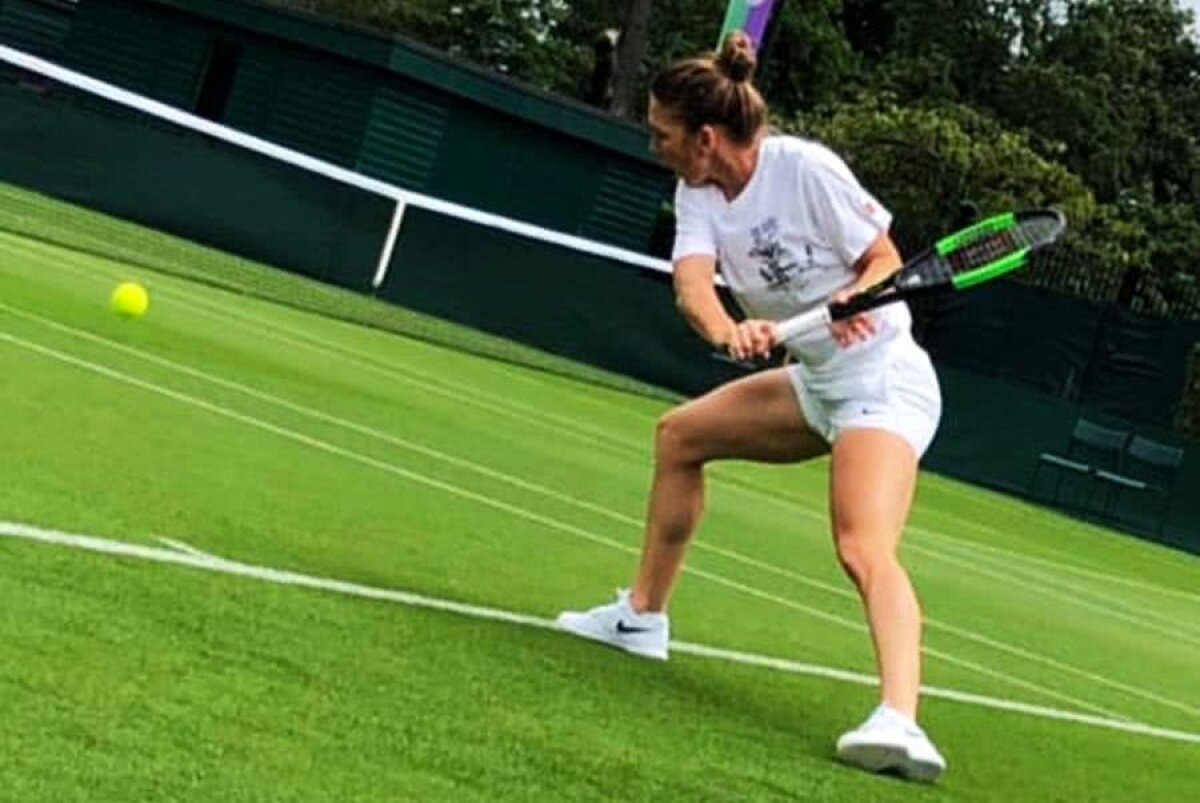 VIDEO + FOTO Simona Halep, primul antrenament pe iarbă la Eastbourne + moment de exuberanță: a dansat «Macarena» în vestiar