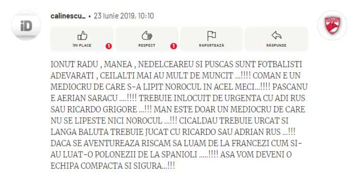 Rezultate evaluare națională U21 » Fanii români au analizat jucătorii după 3 meciuri în grupe: „Florinel Coman e genial, dar nu de 90 de minute!”