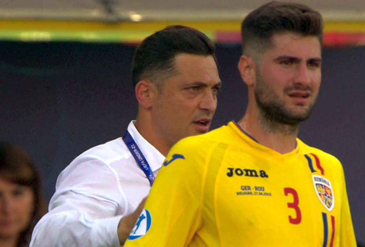 GERMANIA U21 - ROMÂNIA U21 / FOTO Mirel Rădoi, surprins de camerele TV! Ce a făcut selecționerul când un jucător a venit în tușă