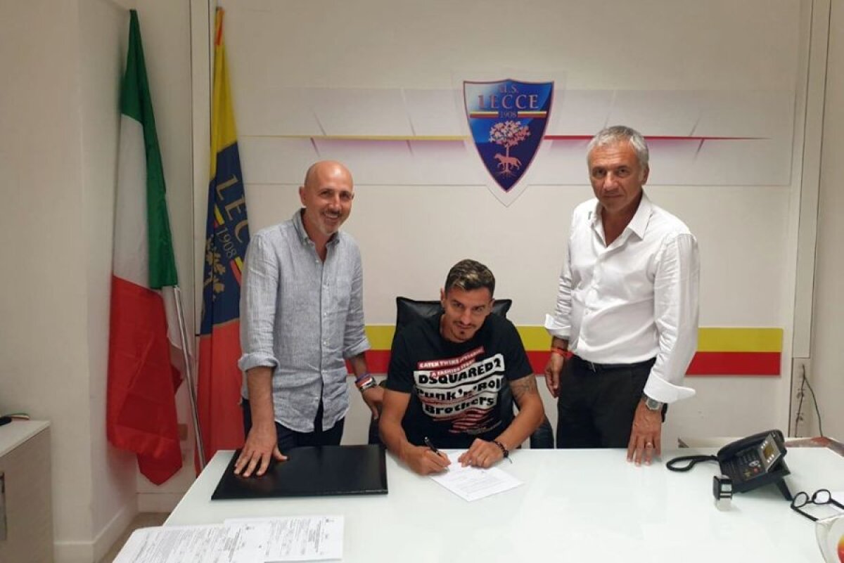 FOTO Romario Benzar, prezentat OFICIAL la Lecce » Primele imagini cu fostul stelist în tricoul noii echipe + Mesaj emoționant la despărțirea de FCSB