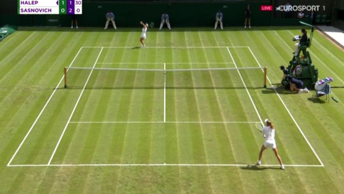SIMONA HALEP - ALIAKSANDRA SASNOVICH // FOTO Ce se întâmplă la Wimbledon? Iarba arată teribil încă din primul meci