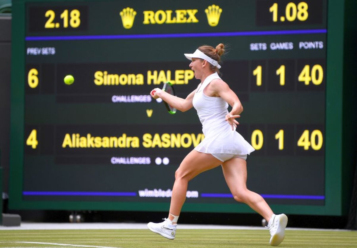HALEP - SASNOVICH 6-4, 7-5 // VIDEO+FOTO Simona Halep e indestructibilă! Accidentată între seturi și condusă cu 2-5, a supraviețuit în primul tur la Wimbledon!