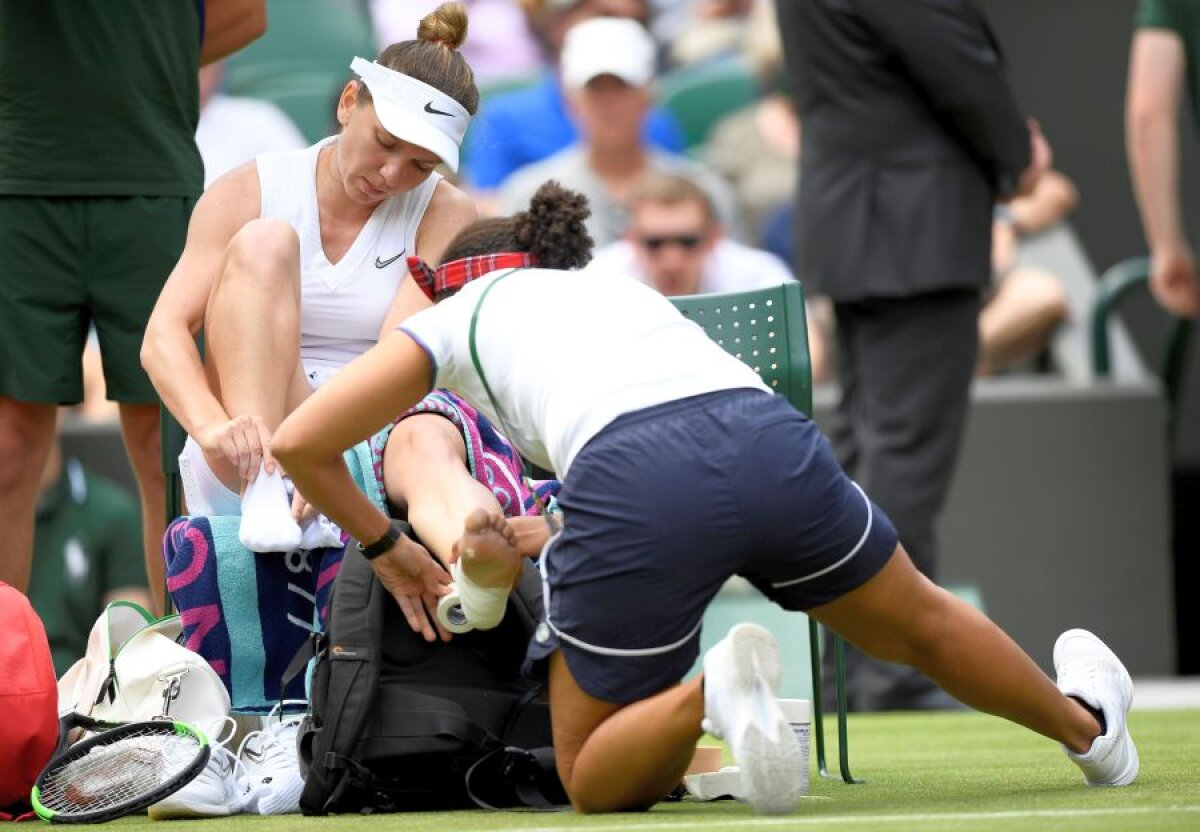 HALEP - SASNOVICH 6-4, 7-5 // VIDEO+FOTO Simona Halep e indestructibilă! Accidentată între seturi și condusă cu 2-5, a supraviețuit în primul tur la Wimbledon!