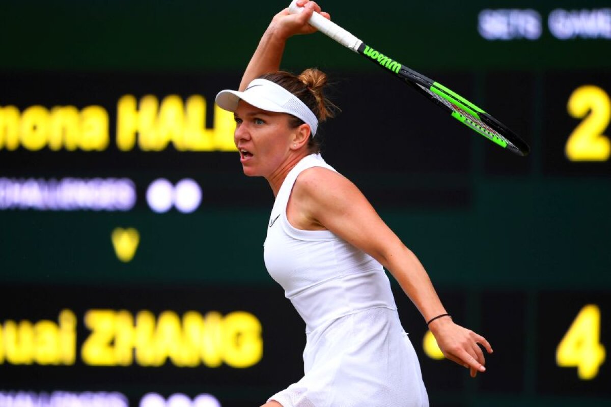 SIMONA HALEP - SHUAI ZHANG 7-6, 6-1 // FOTO + VIDEO Simona Halep, imperială! Jucătoarea noastră s-a calificat în semifinale la Wimbledon după o revenire imensă reușită în fața lui Zhang