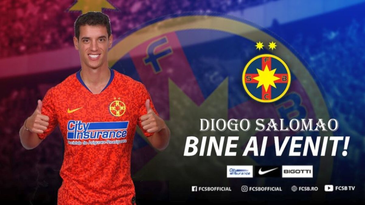 UPDATE FCSB l-a prezentat pe Diogo Salomao! Primele imagini cu portughezul în tricoul roș-albastru