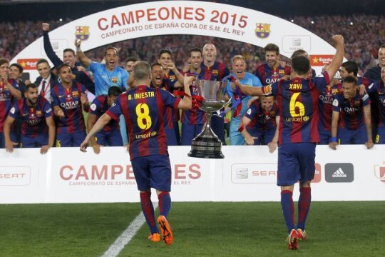REGII SPANIEI. Campioana FC Barcelona a bifat aseară eventul, cucerind Cupa Regelui, după 3-1 cu Athletic Bilbao (foto: Reuters)