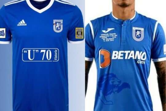 Stânga (echipamentul FC U Craiova 1948), dreapta (echipamentul echipei din Liga 1)