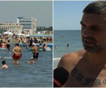 Reacţia unui turist român care a venit cu familia pe o plajă din Mamaia. ...