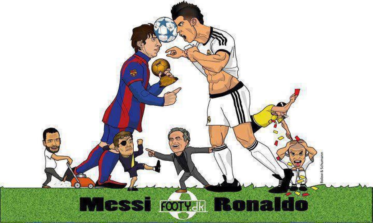 Карикатура на футболистов Реал Мадрид Барселона