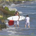 David Beckham a dat fotbalul pentru surfing (foto sursa justjared.buzznet.com)