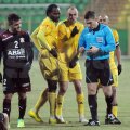 Istvan Kovacs l-a eliminat pe Milos Pavlovici în minutul 36 după ce mijlocaşul Vasluiului i-a aplicat o talpă lui Dan Alexa