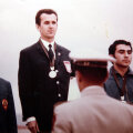 Podiumul la Mexico '86: argint pentru Marcel Roşca (primul din dreapta) în proba de pistol viteză.