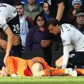 Lloris, în stare de şoc (Chiricheş şi Dawson sînt lîngă el). A fost supus unui examen complet la spital, după meci. Decizia medicilor: OK