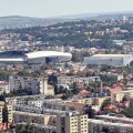 Imaginea este realizată din Pădurea Hoia: Polivalenta (dreapta) şi Cluj Arena ies în evidenţă // Foto: Raed Krishan