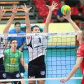 Spînu (nr. 11) şi Petkov (nr. 1) la blocaj, în meciul tur contra italienilor // Foto: CEV