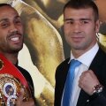 Lucian Bute (dreapta) s-a îmbrăcat la costum la conferința de presă, englezul DeGale s-a mîndrit însă cu centura // Foto: MediafaxFoto
