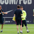 Messi și Suarez, foarte concentrați la indicațiile date ieri la antrenament de Luis Enrique // FOTO Guliver/GettyImages