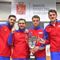 Teodosiu, Dolniceanu, Bucur și Badea cu trofeul cucerit ieri la Varșovia FOTO Augusto Bizzi
