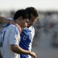 Mihai Dina, celebrând un gol alături de Florin Costea, într-unul din ultimele sezoane ale Univeristății Craiova în Liga 1 // FOTO: GAZETA SPORTURILOR