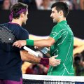 Roger Federer și Novak Djokovic la fileu, după meciul de la Australian Open 2020