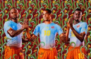 4 picturi cu jucatori de fotbal africani,  comandate de catre PUMA artistului Kehinde Wiley