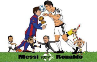 FOTO Duelul dintre Ronaldo şi Messi, în imagini » Cele mai tari caricaturi de la El Clasico