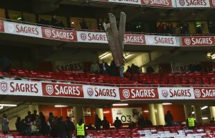 Bombardament cu panouri metalice! » Vîntul a răvăşit Estadio da Luz. Derby-ul Benfica - Sporting a fost amînat pentru azi