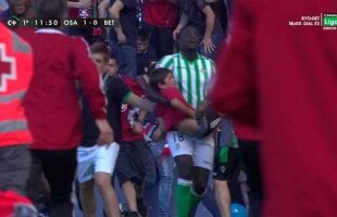 VIDEO şi FOTO Avalanşă umană în Spania » Gardul unei peluze a cedat, fanii Osasunei au căzut peste alţi spectatori! Jucătorii lui Betis i-au cărat pe braţe