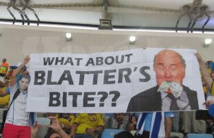 Fanii uruguayeni l-au ironizat şi fluierat la Rio pe preşedintele FIFA, aflat pe Maracana sîmbătă seară: "Ce spuneţi de muşcătura lui Sepp Blatter?"