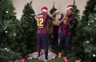 VIDEO Distracţie la Barcelona! Neymar, Mathieu şi alţi jucători catalani au făcut pe Moş Craciun