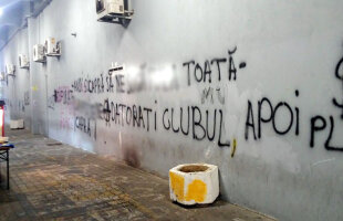 Au vandalizat stadionul » Fanii "lupilor" au scris mesaje pe zidurile arenei "Ilie Oană" împotriva conducerii