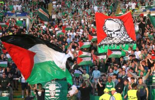 Scandal la meciul Celtic - Hapoel Beer Sheva » Scoțienii au afișat steagurile Palestinei