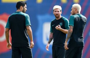 VIDEO Vizită-surpriză la antrenamentul Barcelonei » Un superstar s-a pozat alături de Messi, Neymar și Suarez