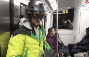 VIDEO » Nebunie curată! A schiat pe scările de la metrou