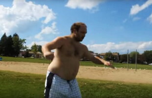 VIDEO » Un acrobat cu burtă sfidează legile fizicii şi ale sportului