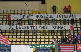 FOTO Fanii lui Sepsi, banner în maghiară la meciul din Cupă cu CSU Craiova » Ce i-a deranjat pe susținătorii covăsnenilor