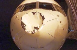 VIDEO + FOTO Accident ȘOCANT suferit de avionul celor de la Oklahoma City Thunder: "Ce animal/obiect zboară la altitudine așa mare și poate cauza așa ceva?!" + Se cer explicații de la NASA