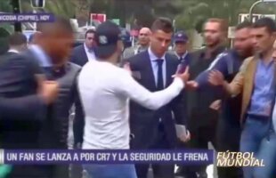 VIDEO Isterie generală în Cipru! 7 bodyguarzi au sărit pe un fan care s-a dat fotoreporter pentru o poză cu Ronaldo