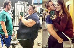 FOTO Să vezi și să nu crezi: doi îndrăgostiți au slăbit împreună 181 kilograme!