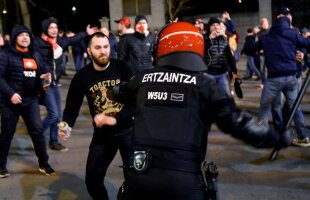 VIDEO Bâte de lemn, boxuri pumnal și crose extensibile la Bilbao! Un polițist a murit în mijlocul incidentelor violente dintre fanii basci și ruși » Imagini teribile