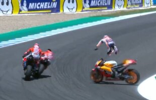 VIDEO și FOTO » Thriller în Marele Premiu al Spaniei la MotoGP! Lorenzo i-a dărâmat ca pe popice pe Dovizioso și Pedrosa! Rossi, abia pe 5! Marquez, lider absolut!
