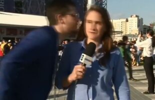 VIDEO Umilința maximă! Un fan care a încercat să sărute o jurnalistă la Mondial a fost pus la punct imediat