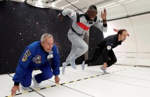 VIDEO+FOTO Spectaculos! Pe asta n-o mai făcuse: Usain Bolt s-a întrecut cu doi astronauți la gravitație zero