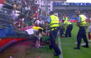 FOTO Panică la Eibar - Sevilla! Tribuna cu fanii andaluzi s-a rupt și a căzut!