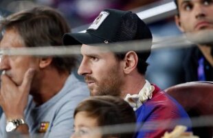 FOTO Ca un leu în cușcă! Imagini fabuloase cu Messi forțat să stea în tribună la Barcelona - Inter