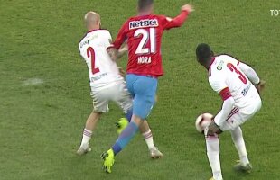 FCSB - SEPSI 2-0 // FOTO Fază controversată în FCSB - Sepsi: Hora, avertizat pentru simulare, după un contact în careu