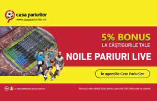 În agențiile Casa Pariurilor te așteaptă un Bonus de 5% la câștiguri pe Noile Pariuri LIVE